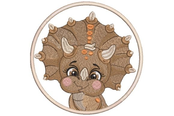 Cute Triceratops Baby Dinosaur Embroidery
